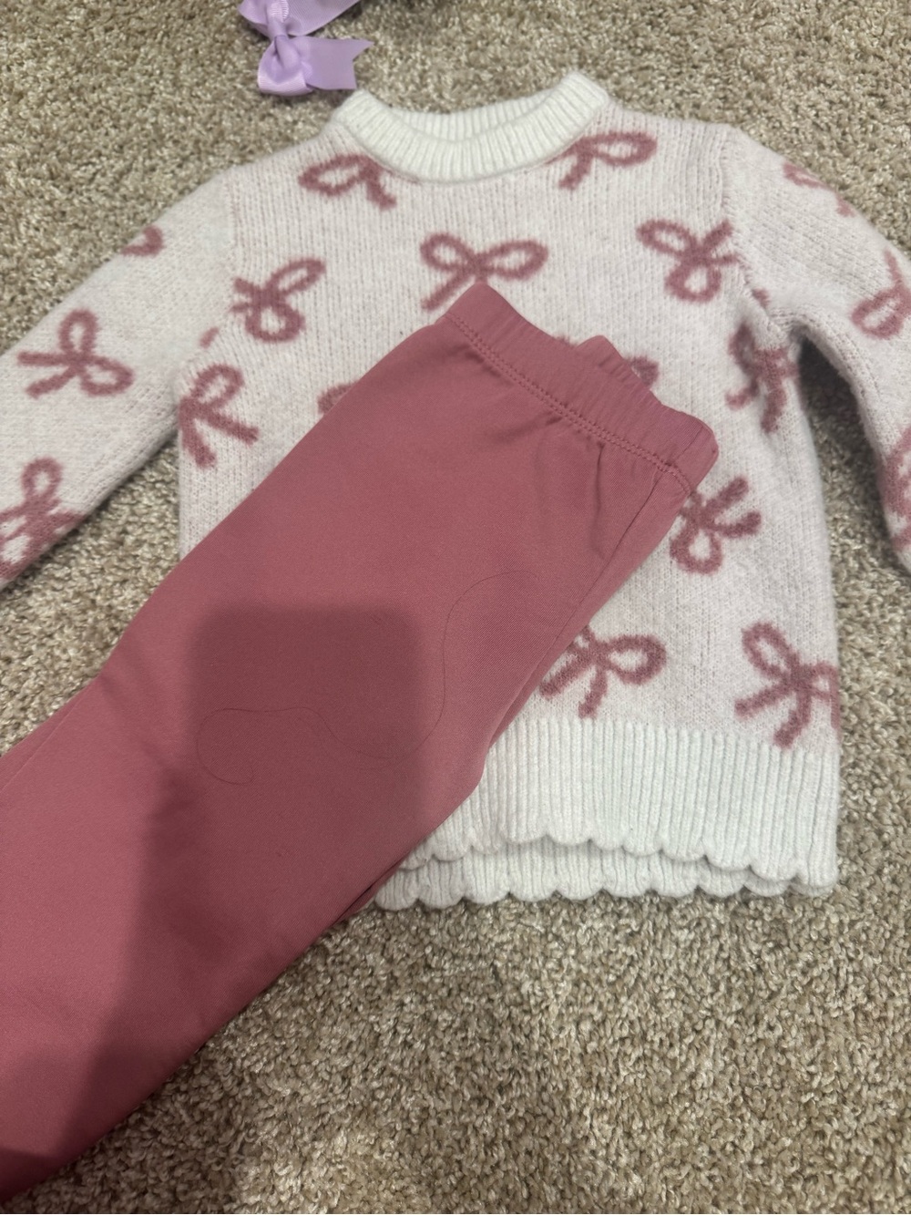 Sweet Storm Pink Bow Knit Sweater with Rose Leggings